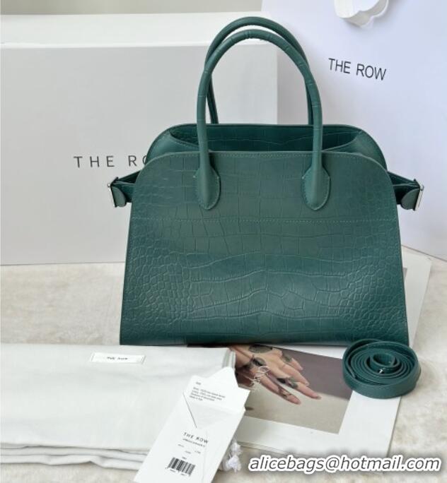 Inexpensive The Row Margaux 12 Tote Bag in Samanta Crocodile Embossed Leather 8818 Green 2026