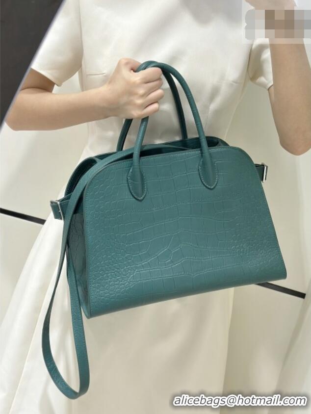Inexpensive The Row Margaux 12 Tote Bag in Samanta Crocodile Embossed Leather 8818 Green 2026