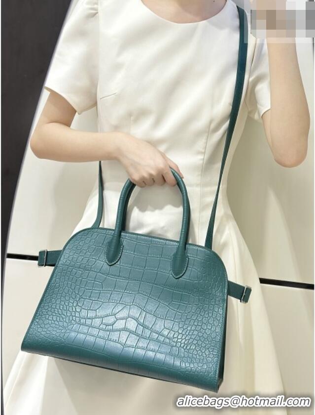 Inexpensive The Row Margaux 12 Tote Bag in Samanta Crocodile Embossed Leather 8818 Green 2026