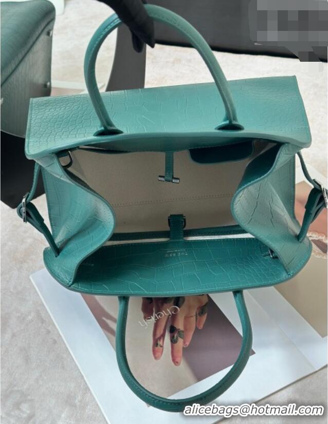 Inexpensive The Row Margaux 12 Tote Bag in Samanta Crocodile Embossed Leather 8818 Green 2026