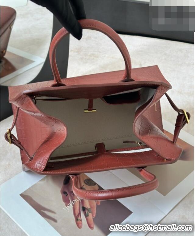 Grade Quality The Row Margaux 12 Tote Bag in Samanta Crocodile Embossed Leather 8818 Burgundy 2026