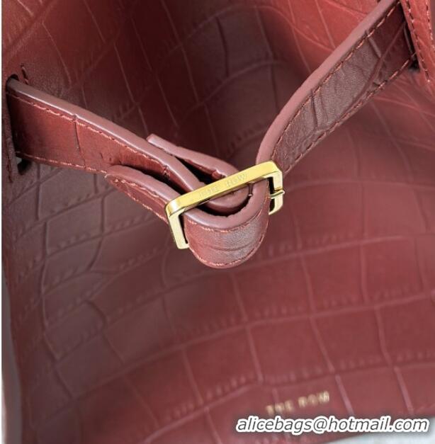 Grade Quality The Row Margaux 12 Tote Bag in Samanta Crocodile Embossed Leather 8818 Burgundy 2026