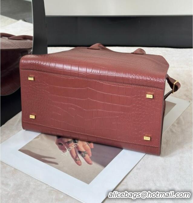 Grade Quality The Row Margaux 12 Tote Bag in Samanta Crocodile Embossed Leather 8818 Burgundy 2026