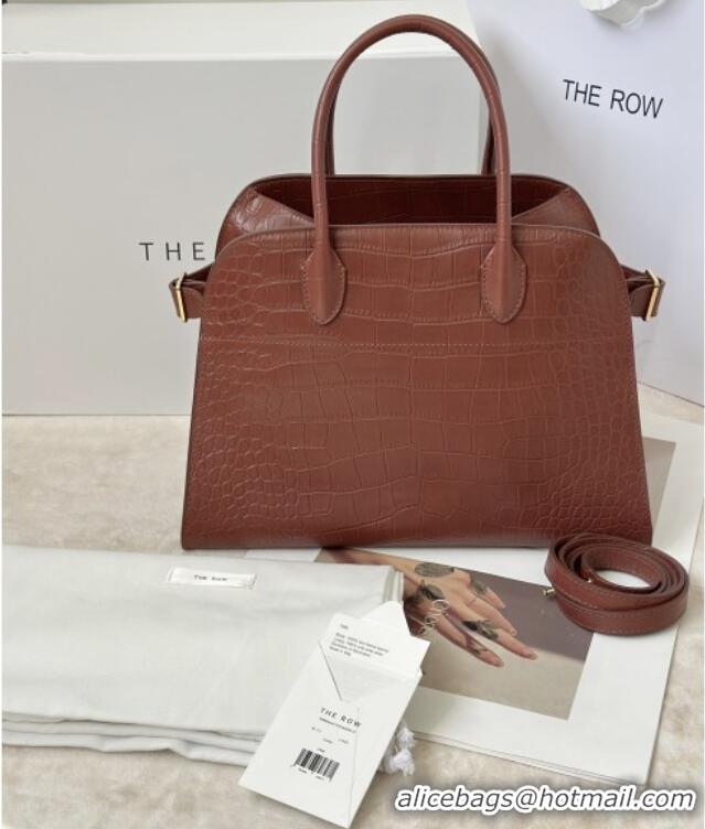 Grade Quality The Row Margaux 12 Tote Bag in Samanta Crocodile Embossed Leather 8818 Burgundy 2026
