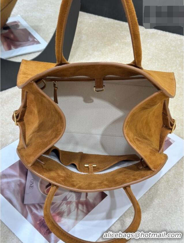 Top Grade The Row Margaux 12 Tote Bag in Suede 8818M Gold-Tone 2026