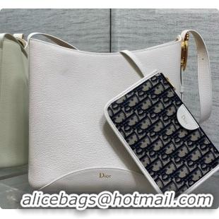 Good Product Dior Medium Dior Médaillon Bucket Bag in White Grained Calfskin 2026 6072543