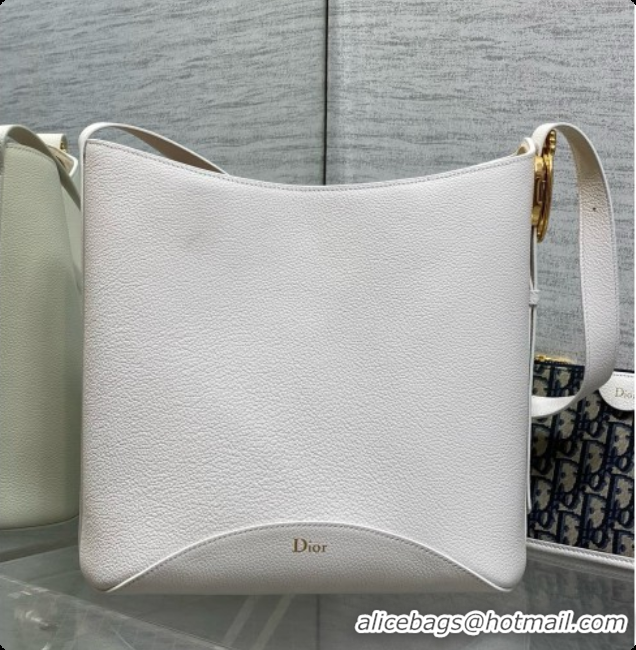 Good Product Dior Medium Dior Médaillon Bucket Bag in White Grained Calfskin 2026 6072543