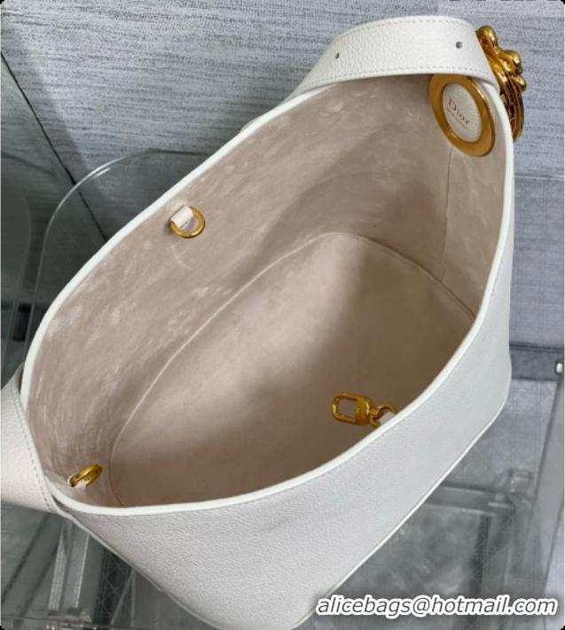 Good Product Dior Medium Dior Médaillon Bucket Bag in White Grained Calfskin 2026 6072543