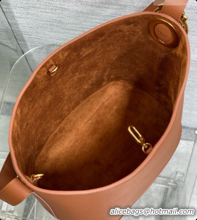 Best Quality Dior Medium Dior Médaillon Bucket Bag in Brown Grained Calfskin 6072545 2026