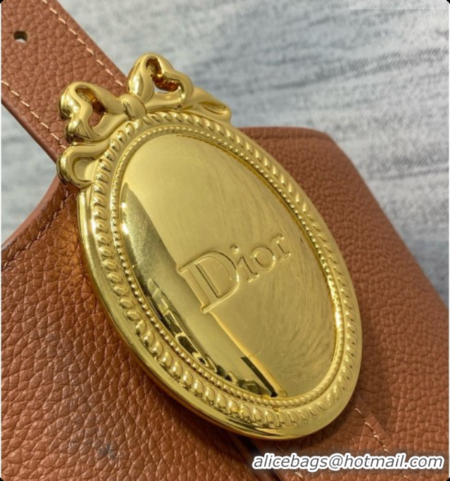 Best Quality Dior Medium Dior Médaillon Bucket Bag in Brown Grained Calfskin 6072545 2026