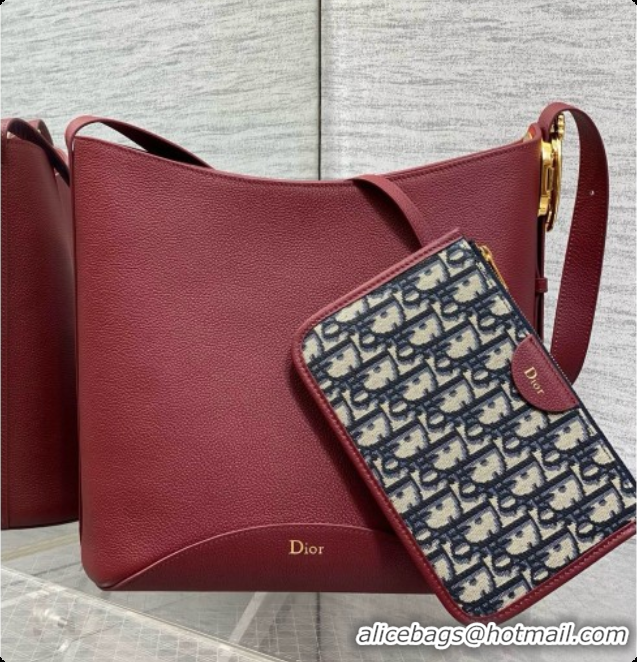 Top Quality Dior Medium Dior Médaillon Bucket Bag in Burgundy Grained Calfskin 6072547 2026