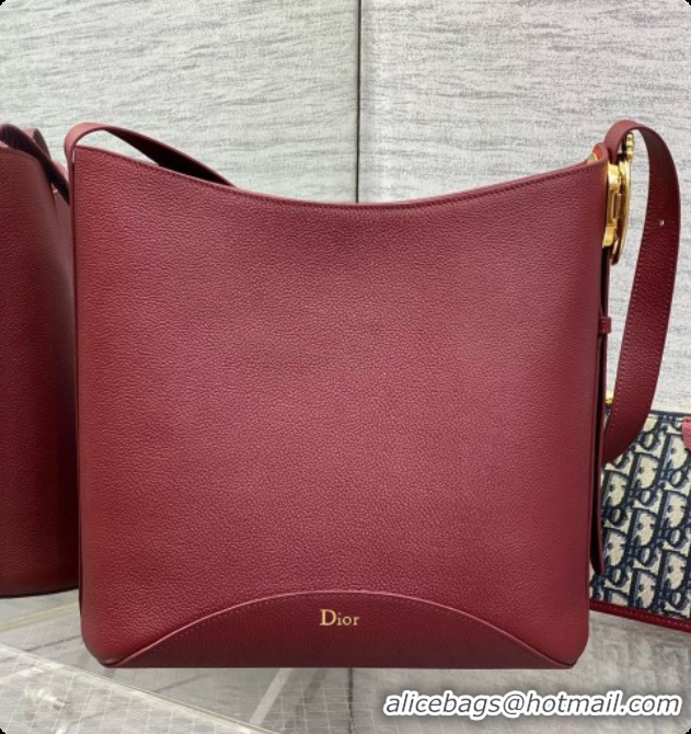 Top Quality Dior Medium Dior Médaillon Bucket Bag in Burgundy Grained Calfskin 6072547 2026