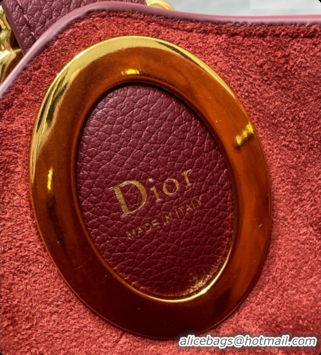 Top Quality Dior Medium Dior Médaillon Bucket Bag in Burgundy Grained Calfskin 6072547 2026
