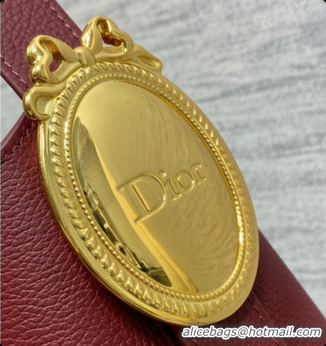 Top Quality Dior Medium Dior Médaillon Bucket Bag in Burgundy Grained Calfskin 6072547 2026