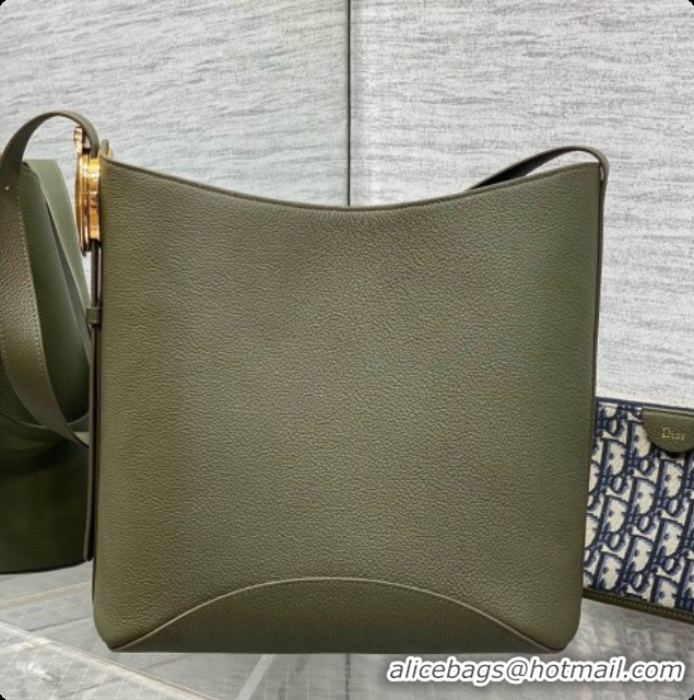 Best Price Dior Medium Dior Médaillon Bucket Bag in Green Grained Calfskin 6072548 2026