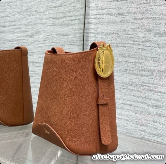 Low Price Dior Small Dior Médaillon Bucket Bag in Brown Grained Calfskin 6072542 2026