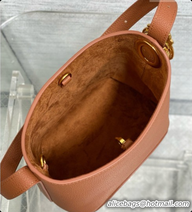 Low Price Dior Small Dior Médaillon Bucket Bag in Brown Grained Calfskin 6072542 2026