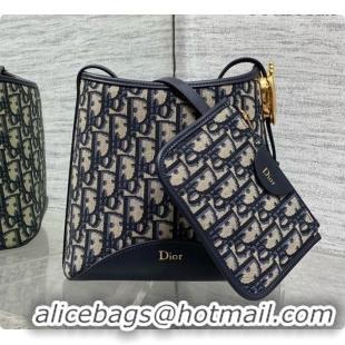 Best Quality Dior Small Dior Médaillon Bucket Bag in Blue Dior Oblique Jacquard 6072555 2026