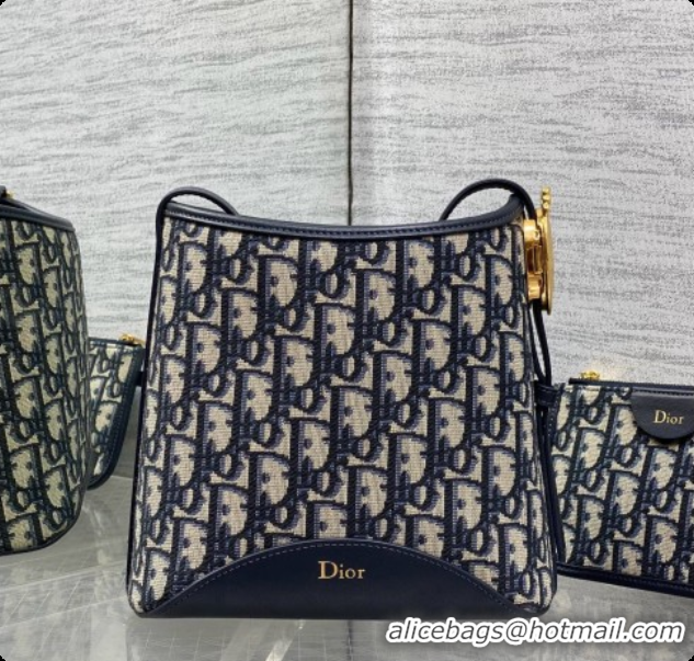 Best Quality Dior Small Dior Médaillon Bucket Bag in Blue Dior Oblique Jacquard 6072555 2026