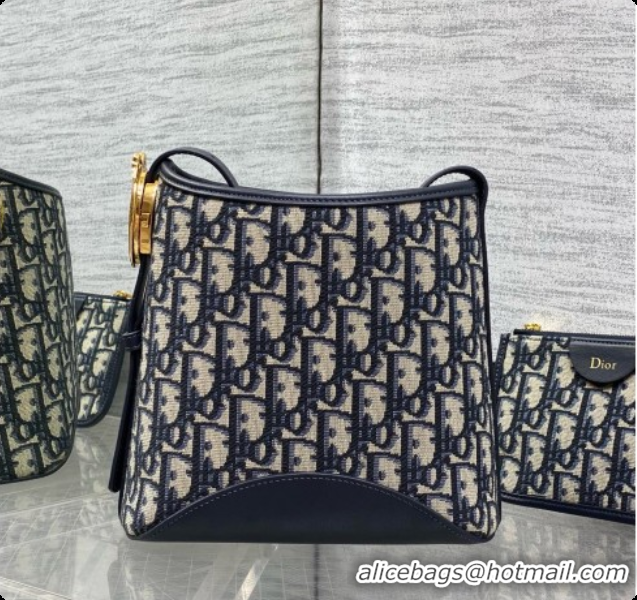 Best Quality Dior Small Dior Médaillon Bucket Bag in Blue Dior Oblique Jacquard 6072555 2026