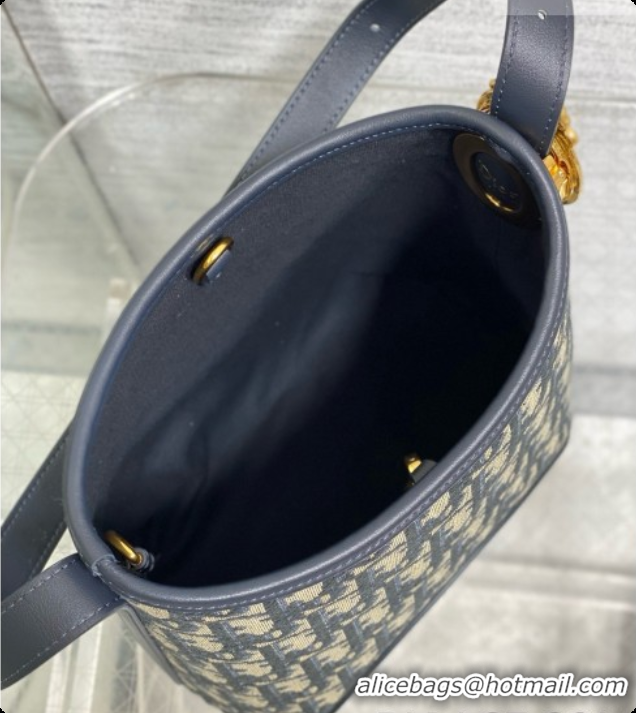 Best Quality Dior Small Dior Médaillon Bucket Bag in Blue Dior Oblique Jacquard 6072555 2026