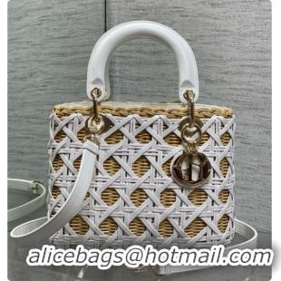 Good Product Dior Medium Lady Dior Bag in Wicker & Leather White 6072557 2026