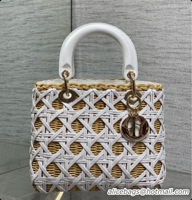 Good Product Dior Medium Lady Dior Bag in Wicker & Leather White 6072557 2026