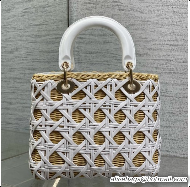 Good Product Dior Medium Lady Dior Bag in Wicker & Leather White 6072557 2026