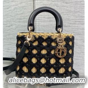 Super Quality Dior Medium Lady Dior Bag in Wicker & Leather Black 6072559 2026