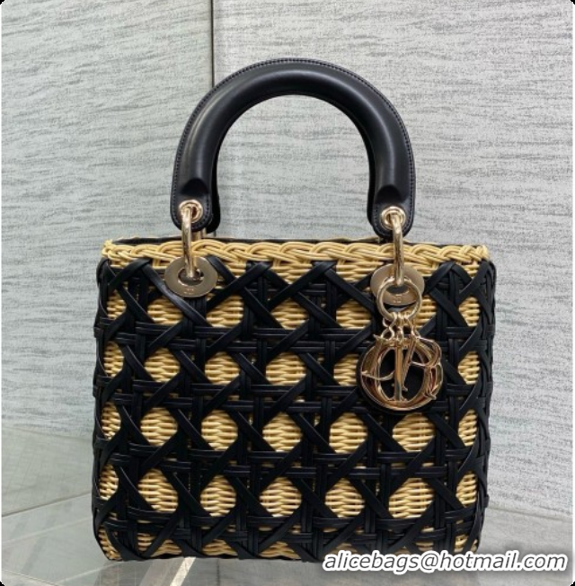 Super Quality Dior Medium Lady Dior Bag in Wicker & Leather Black 6072559 2026