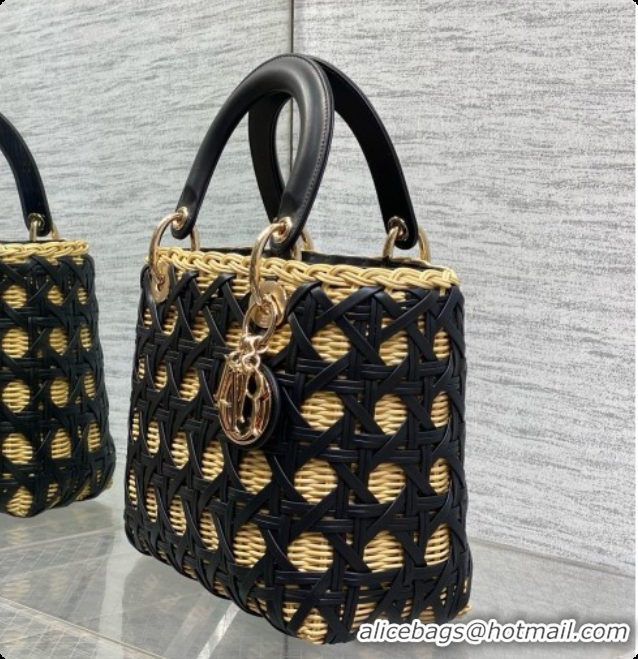Super Quality Dior Medium Lady Dior Bag in Wicker & Leather Black 6072559 2026