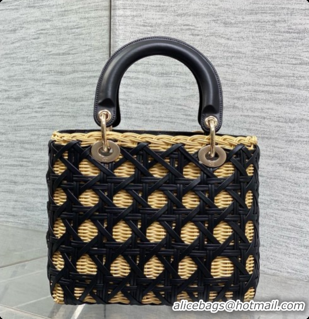 Super Quality Dior Medium Lady Dior Bag in Wicker & Leather Black 6072559 2026