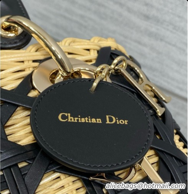 Super Quality Dior Medium Lady Dior Bag in Wicker & Leather Black 6072559 2026