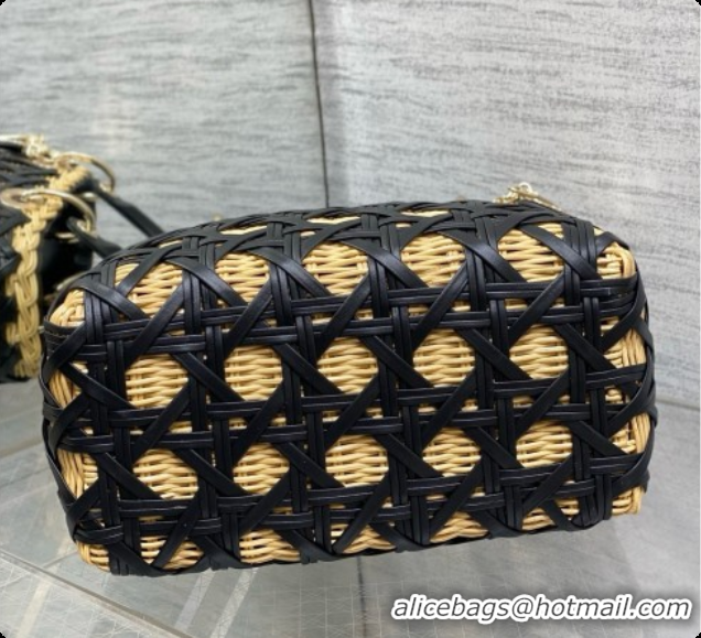 Super Quality Dior Medium Lady Dior Bag in Wicker & Leather Black 6072559 2026