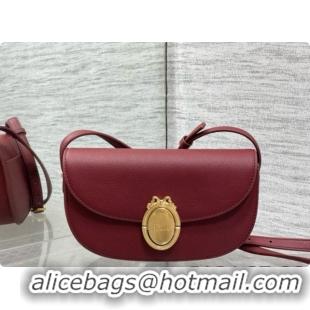 Grade Design Dior Small Dior Médaillon Flap Bag in Burgundy Grained Calfskin 6072561 2026
