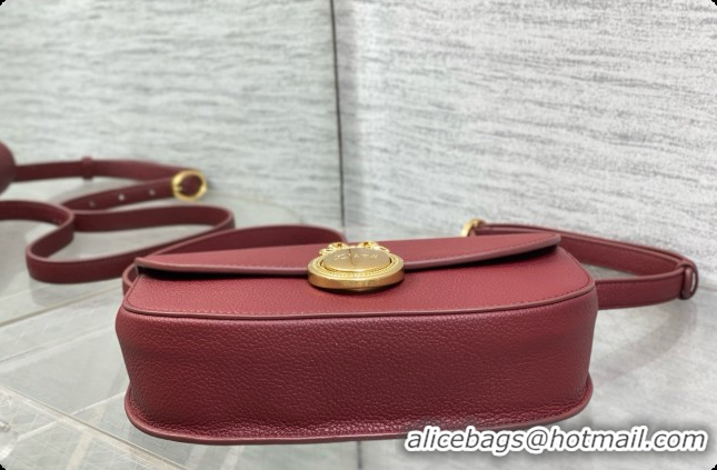 Grade Design Dior Small Dior Médaillon Flap Bag in Burgundy Grained Calfskin 6072561 2026