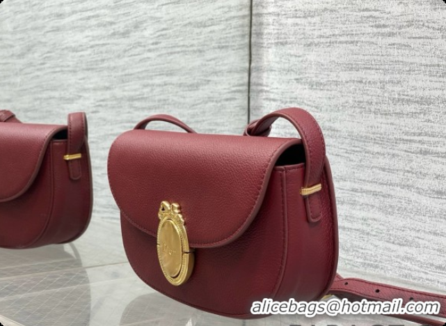 Grade Design Dior Small Dior Médaillon Flap Bag in Burgundy Grained Calfskin 6072561 2026