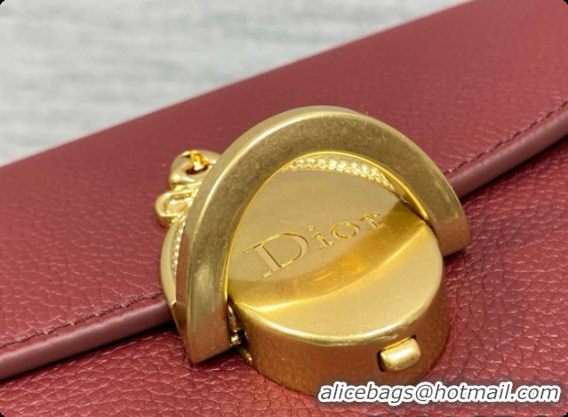 Grade Design Dior Small Dior Médaillon Flap Bag in Burgundy Grained Calfskin 6072561 2026