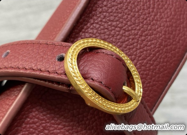 Grade Design Dior Small Dior Médaillon Flap Bag in Burgundy Grained Calfskin 6072561 2026