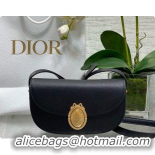 Shop Dior Small Dior Médaillon Flap Bag in Black Grained Calfskin 6072562 2026