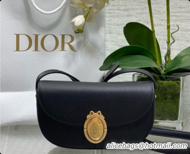 Shop Dior Small Dior Médaillon Flap Bag in Black Grained Calfskin 6072562 2026