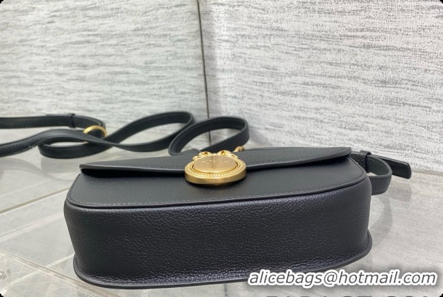 Shop Dior Small Dior Médaillon Flap Bag in Black Grained Calfskin 6072562 2026