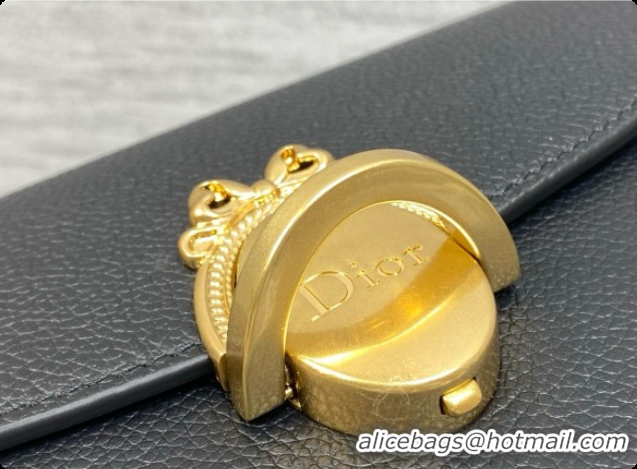 Shop Dior Small Dior Médaillon Flap Bag in Black Grained Calfskin 6072562 2026