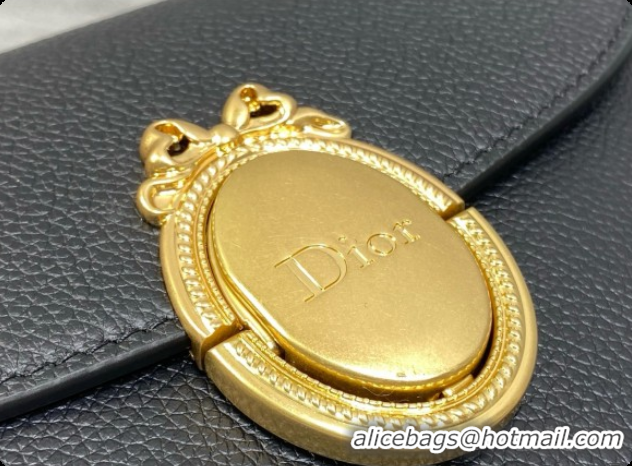 Shop Dior Small Dior Médaillon Flap Bag in Black Grained Calfskin 6072562 2026