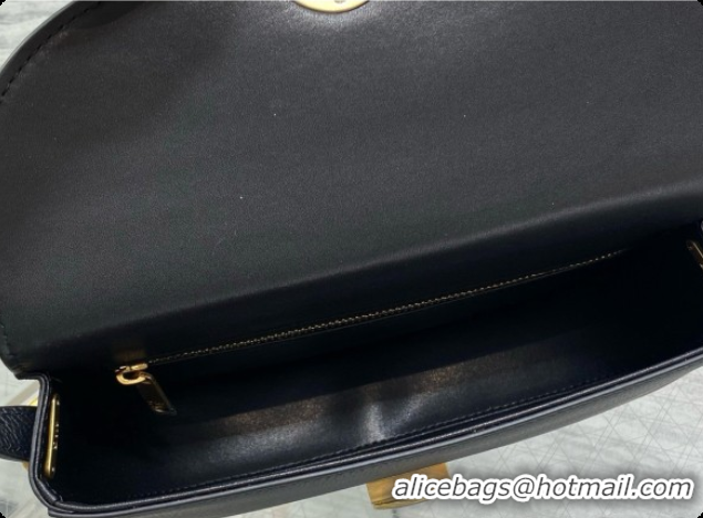 Shop Dior Small Dior Médaillon Flap Bag in Black Grained Calfskin 6072562 2026