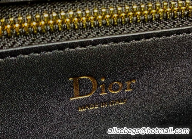 Shop Dior Small Dior Médaillon Flap Bag in Black Grained Calfskin 6072562 2026