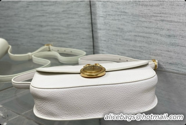 Hot Style Dior Small Dior Médaillon Flap Bag in White Grained Calfskin 6072566 2026