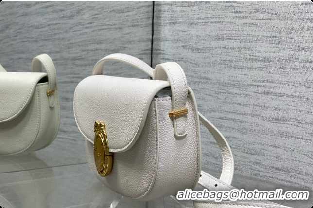 Hot Style Dior Small Dior Médaillon Flap Bag in White Grained Calfskin 6072566 2026