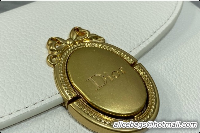 Hot Style Dior Small Dior Médaillon Flap Bag in White Grained Calfskin 6072566 2026