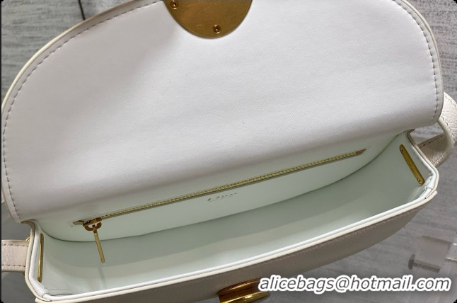 Hot Style Dior Small Dior Médaillon Flap Bag in White Grained Calfskin 6072566 2026